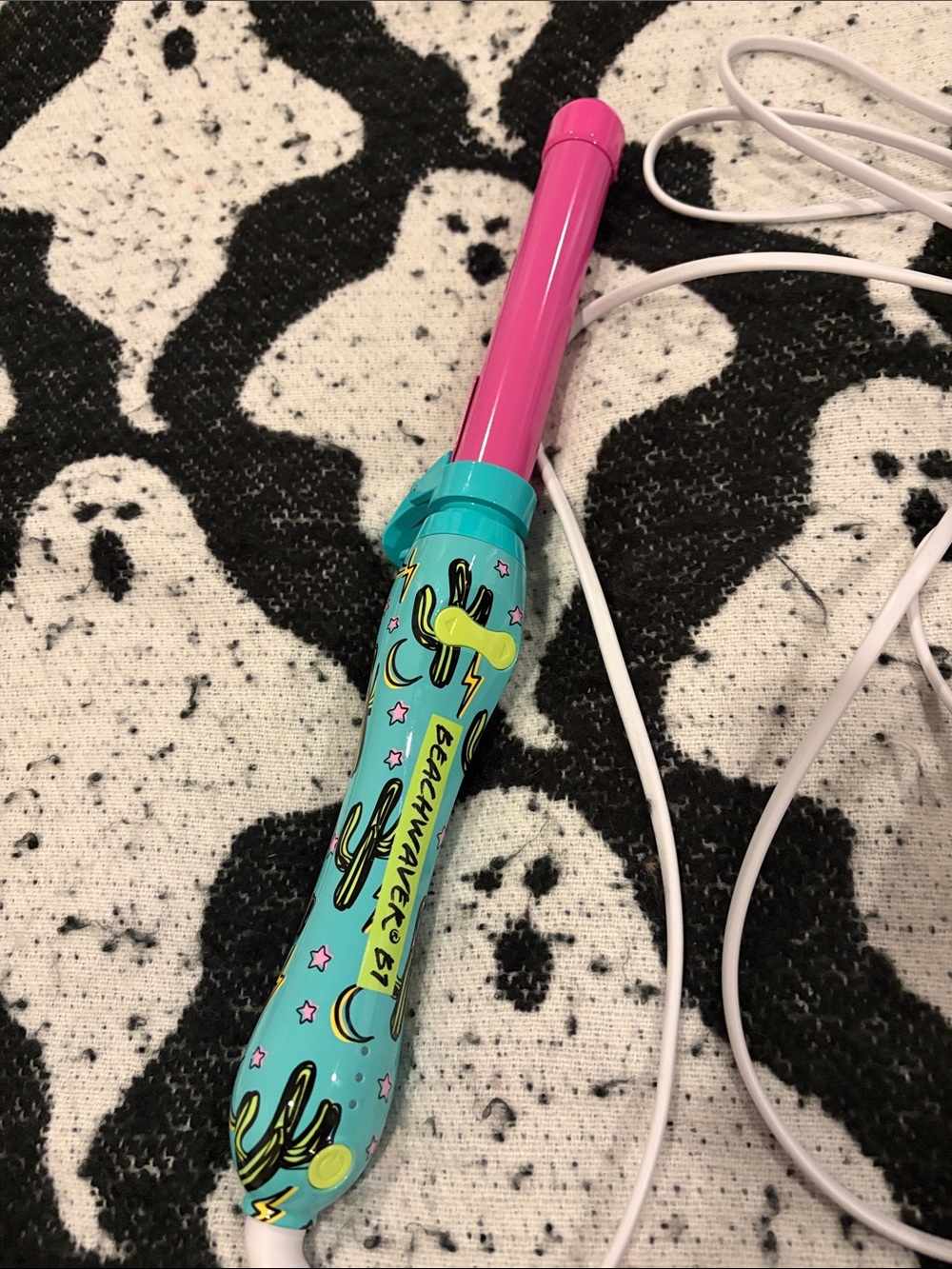 Beachwaver Portable Pink & Teal cactus Limited edition curling iron